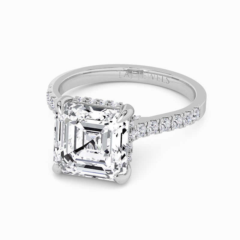 Asscher Cut Cathedral Lab Diamond Engagement Ring (1ct+)