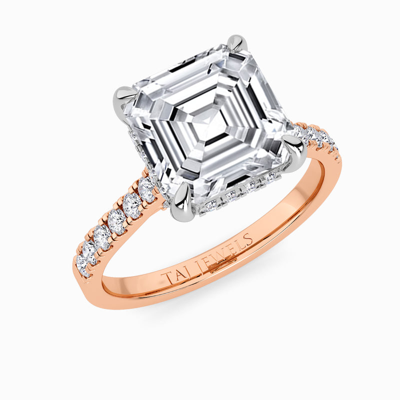 Asscher Cut Cathedral Lab Diamond Engagement Ring (1ct+)