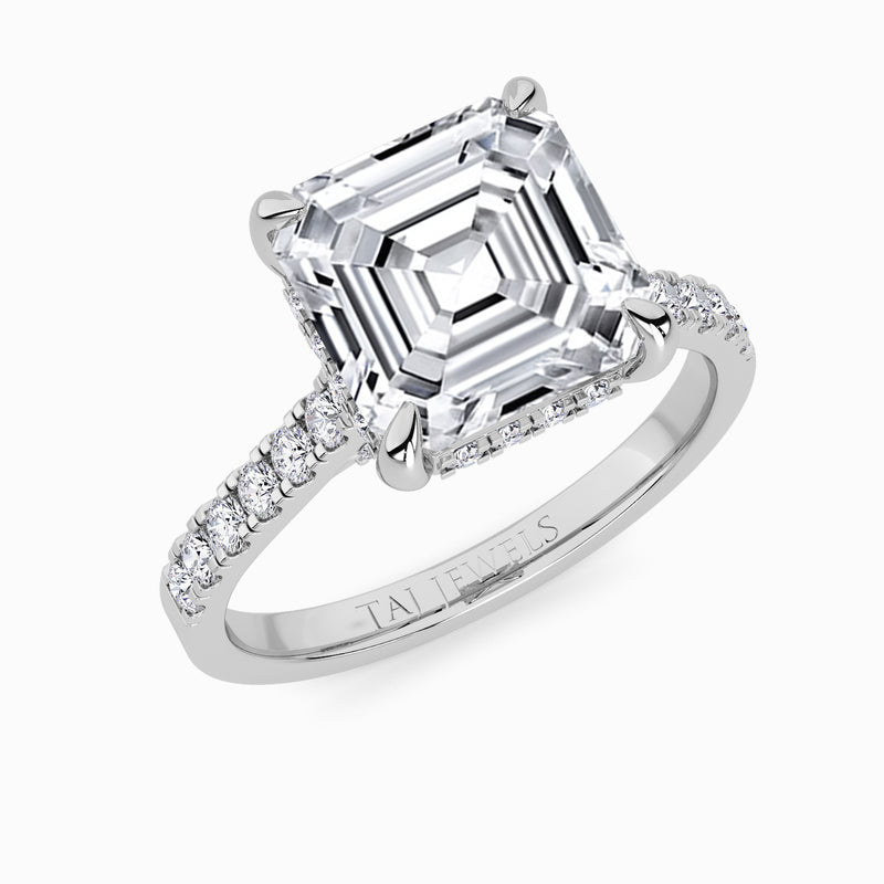 Asscher Cut Cathedral Lab Diamond Engagement Ring (1ct+)