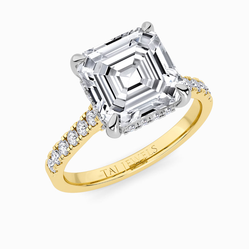 Asscher Cut Cathedral Lab Diamond Engagement Ring (1ct+)