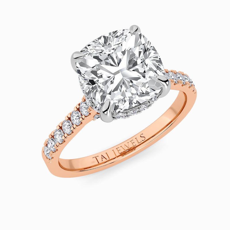 Cushion Cut Cathedral Lab Diamond Engagement Ring (1ct+)