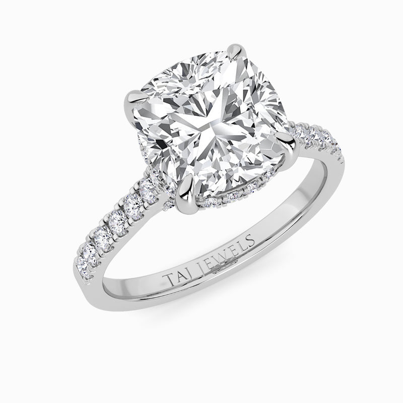 Cushion Cut Cathedral Lab Diamond Engagement Ring (1ct+)