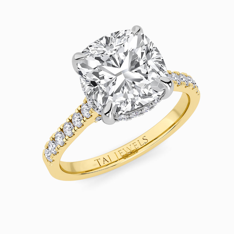 Cushion Cut Cathedral Lab Diamond Engagement Ring (1ct+)