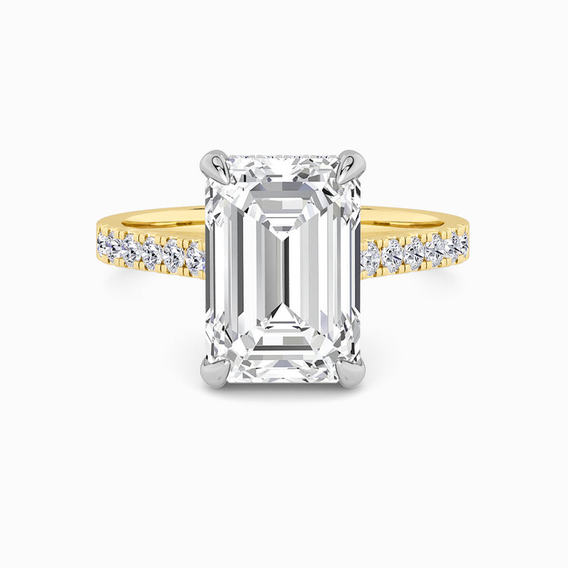 Emerald Cut Cathedral Lab Diamond Engagement Ring (1ct+)