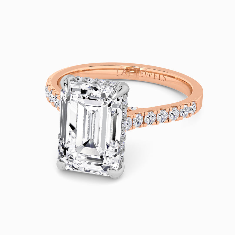 Emerald Cut Cathedral Lab Diamond Engagement Ring (1ct+)