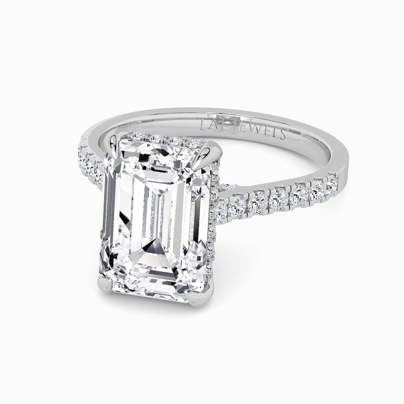 Emerald Cut Cathedral Lab Diamond Engagement Ring (1ct+)