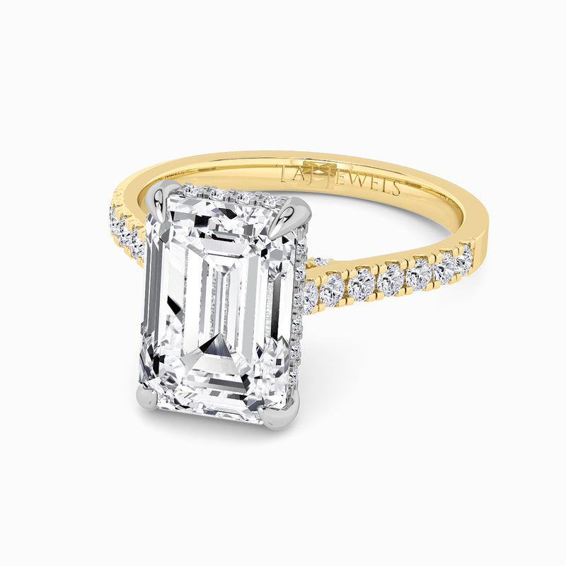 Emerald Cut Cathedral Lab Diamond Engagement Ring (1ct+)