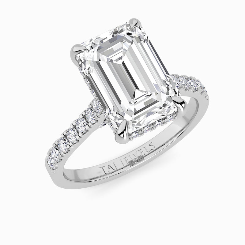 Emerald Cut Cathedral Lab Diamond Engagement Ring (1ct+)