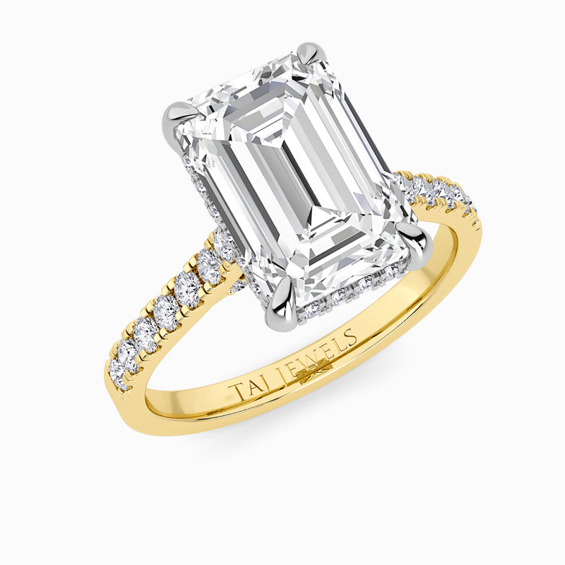 Emerald Cut Cathedral Lab Diamond Engagement Ring (1ct+)