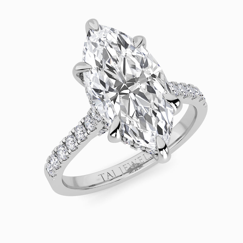 Marquise Brilliant Cut Cathedral Lab Diamond Engagement Ring (1ct+)