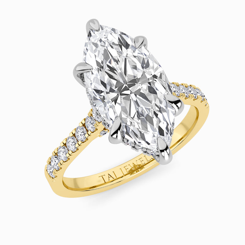 Marquise Brilliant Cut Cathedral Lab Diamond Engagement Ring (1ct+)