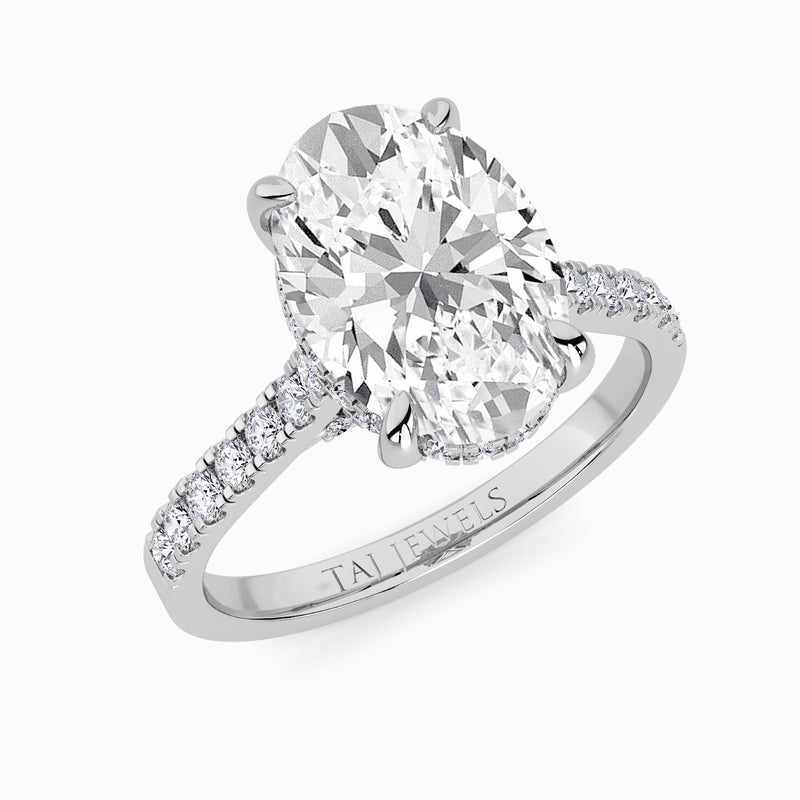 Oval Brilliant Cut Cathedral Lab Diamond Engagement Ring (1ct+)