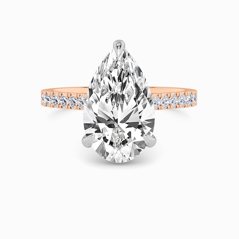 Pear Brilliant Cut Cathedral Lab Diamond Engagement Ring (1ct+)