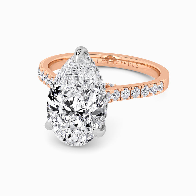 Pear Brilliant Cut Cathedral Lab Diamond Engagement Ring (1ct+)