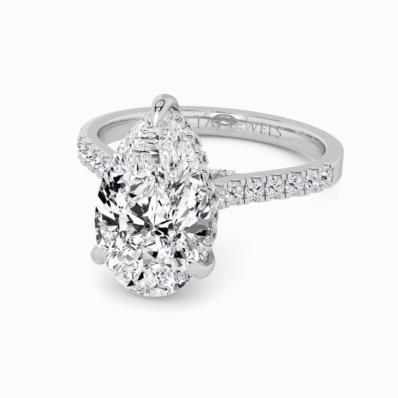 Pear Brilliant Cut Cathedral Lab Diamond Engagement Ring (1ct+)