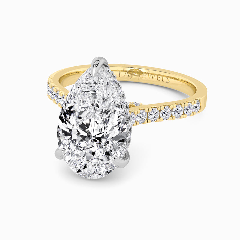 Pear Brilliant Cut Cathedral Lab Diamond Engagement Ring (1ct+)