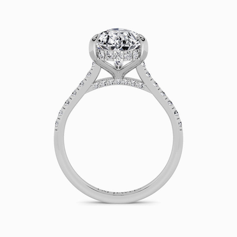 Pear Brilliant Cut Cathedral Lab Diamond Engagement Ring (1ct+)