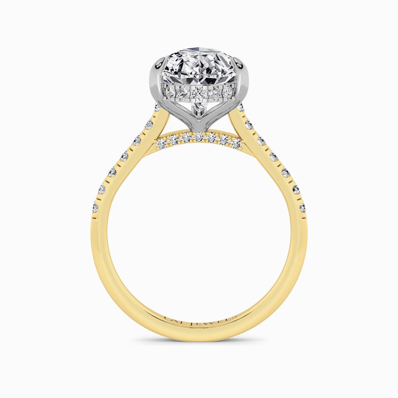 Pear Brilliant Cut Cathedral Lab Diamond Engagement Ring (1ct+)