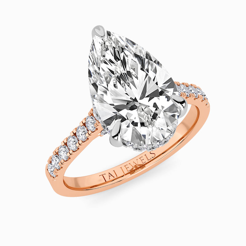 Pear Brilliant Cut Cathedral Lab Diamond Engagement Ring (1ct+)