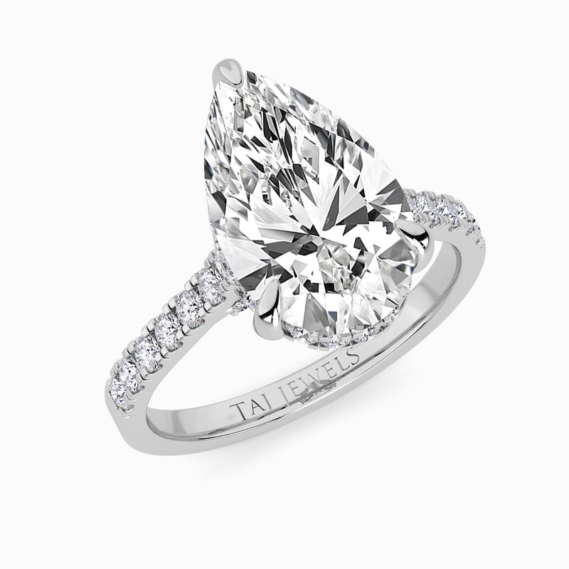 Pear Brilliant Cut Cathedral Lab Diamond Engagement Ring (1ct+)