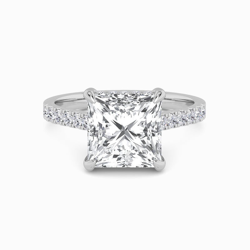 Princess Cut Cathedral Lab Diamond Engagement Ring (1ct+)