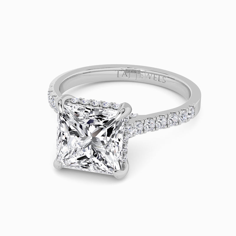 Princess Cut Cathedral Lab Diamond Engagement Ring (1ct+)