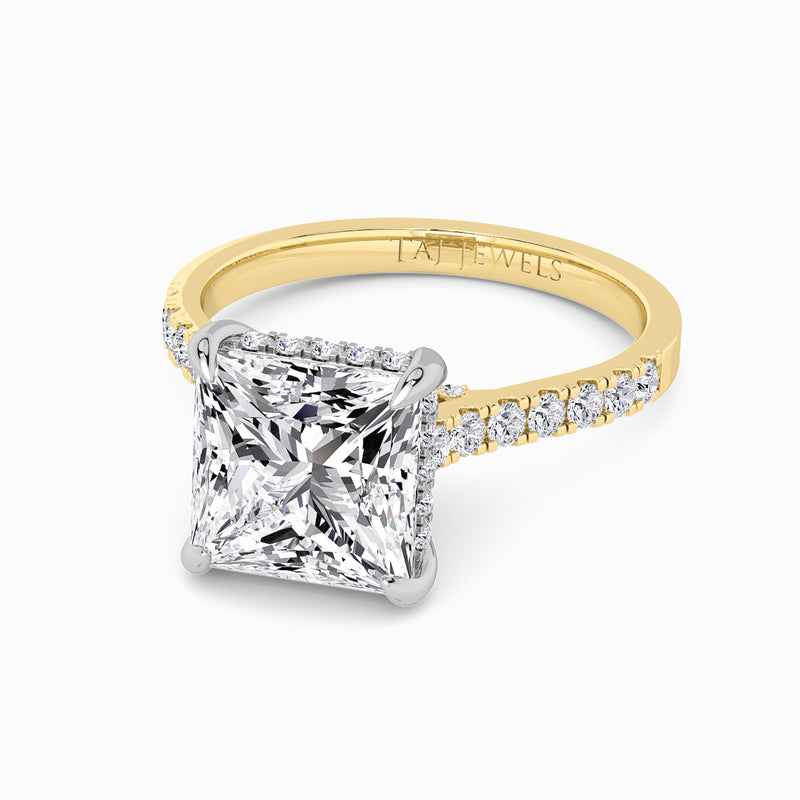 Princess Cut Cathedral Lab Diamond Engagement Ring (1ct+)