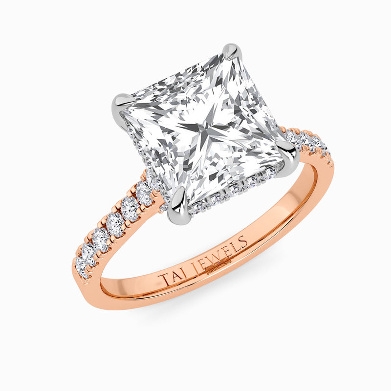 Princess Cut Cathedral Lab Diamond Engagement Ring (1ct+)