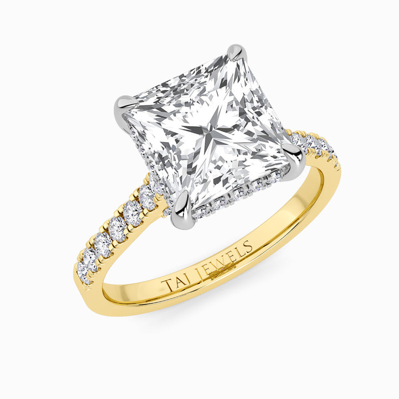 Princess Cut Cathedral Lab Diamond Engagement Ring (1ct+)