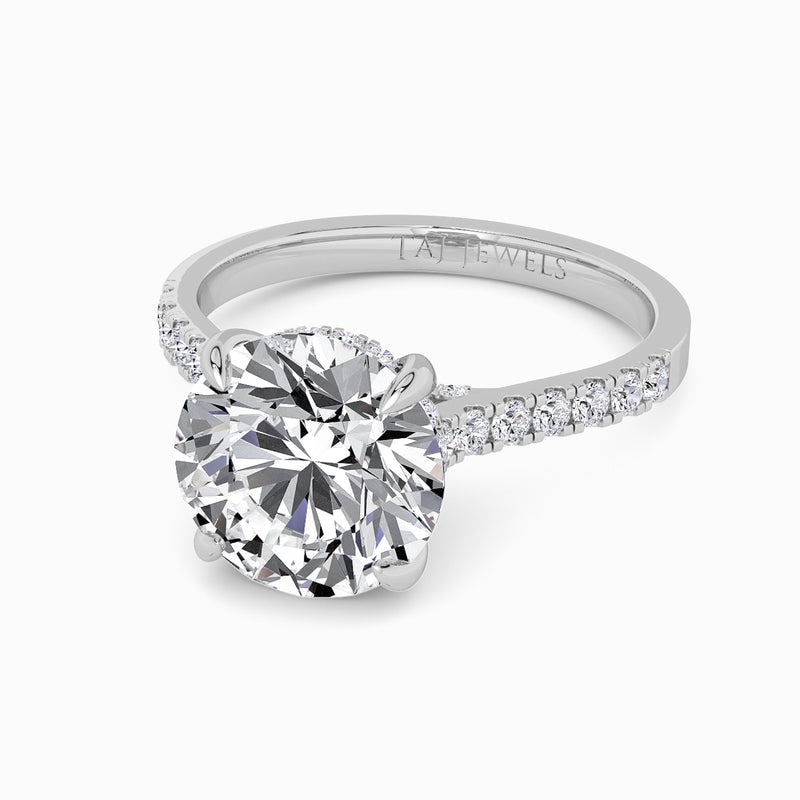 Round Brilliant Cut Cathedral Lab Diamond Engagement Ring (1ct+)