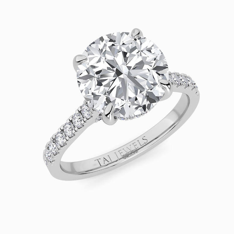 Round Brilliant Cut Cathedral Lab Diamond Engagement Ring (1ct+)