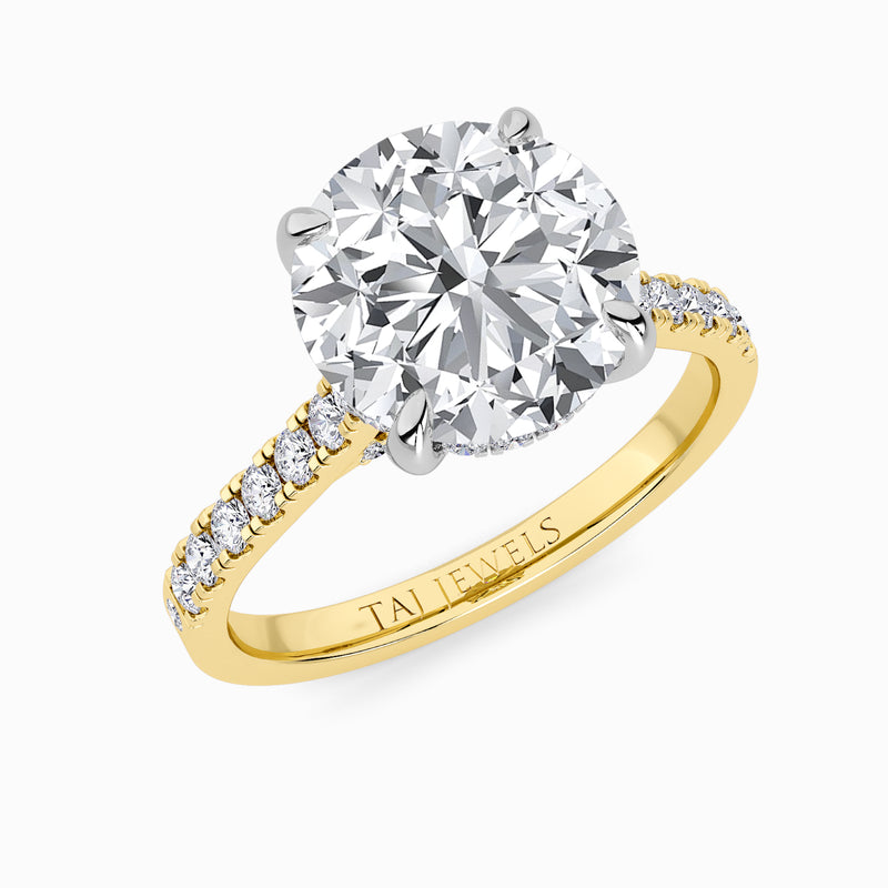 Round Brilliant Cut Cathedral Lab Diamond Engagement Ring (1ct+)