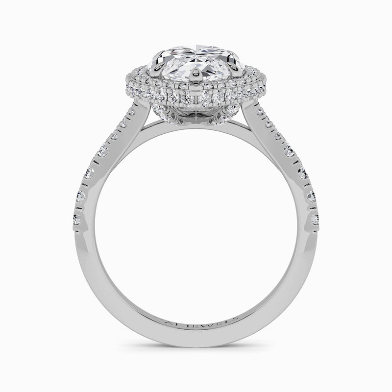 Marquise Brilliant Cut Lab Diamond 3D Pave Split Shank Halo Engagement Ring (1.00ct+)