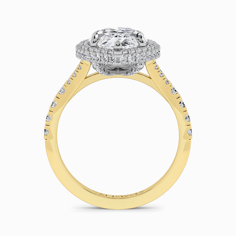 Marquise Brilliant Cut Lab Diamond 3D Pave Split Shank Halo Engagement Ring (1.00ct+)