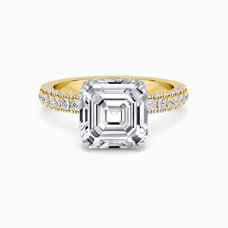 Asscher Cut 3D Pave Lab Diamond Engagement Ring (Floating Head) (1ct+)