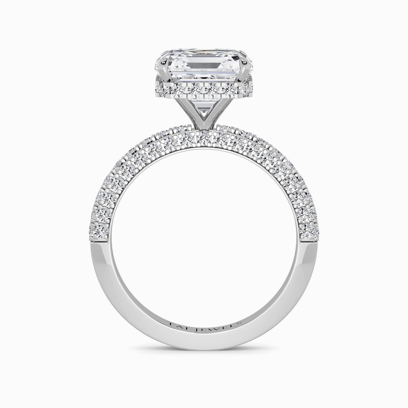 Asscher Cut 3D Pave Lab Diamond Engagement Ring (Floating Head) (1ct+)