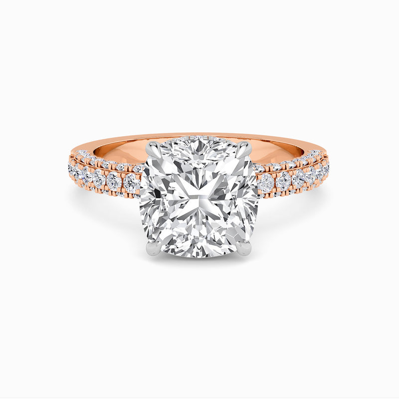 Cushion Cut 3D Pave Lab Diamond Engagement Ring (Floating Head) (1ct+)