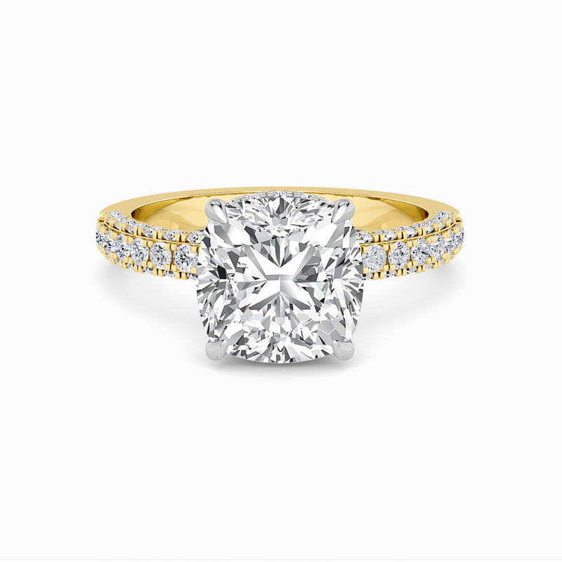 Cushion Cut 3D Pave Lab Diamond Engagement Ring (Floating Head) (1ct+)