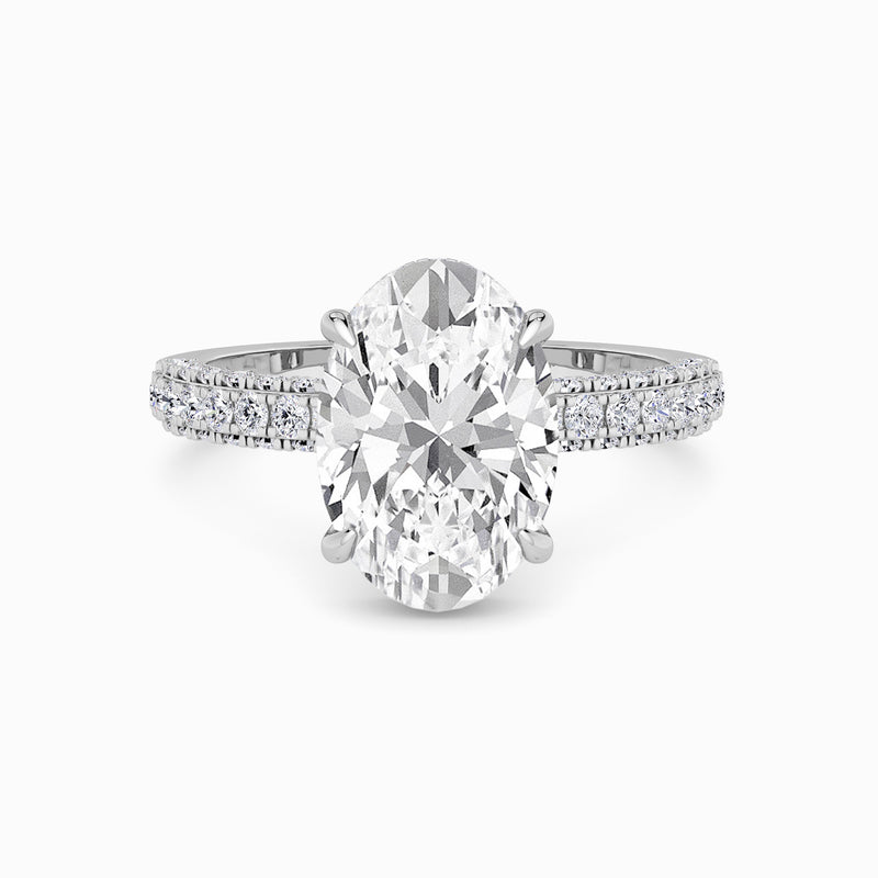 Oval Brilliant Cut 3D Pave Lab Diamond Engagement Ring (Floating Head) (1ct+)