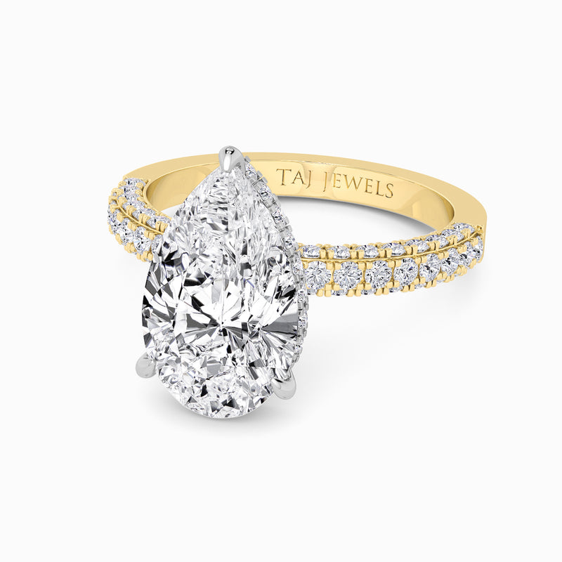 Pear Brilliant Cut 3D Pave Lab Diamond Engagement Ring (Floating Head) (1ct+)