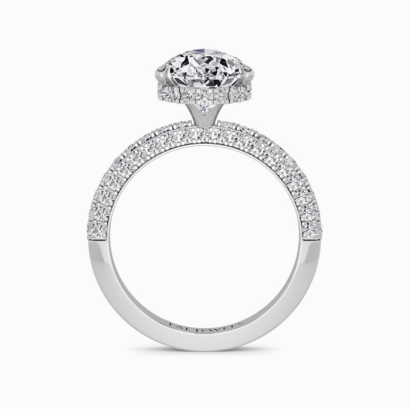 Pear Brilliant Cut 3D Pave Lab Diamond Engagement Ring (Floating Head) (1ct+)