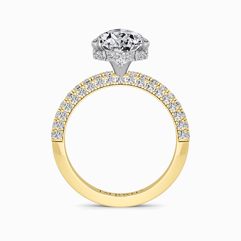 Pear Brilliant Cut 3D Pave Lab Diamond Engagement Ring (Floating Head) (1ct+)