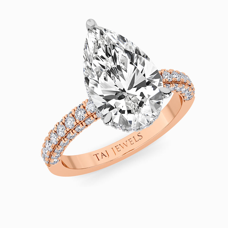 Pear Brilliant Cut 3D Pave Lab Diamond Engagement Ring (Floating Head) (1ct+)