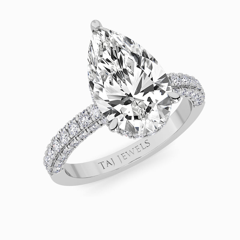 Pear Brilliant Cut 3D Pave Lab Diamond Engagement Ring (Floating Head) (1ct+)