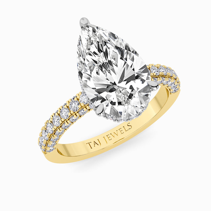 Pear Brilliant Cut 3D Pave Lab Diamond Engagement Ring (Floating Head) (1ct+)