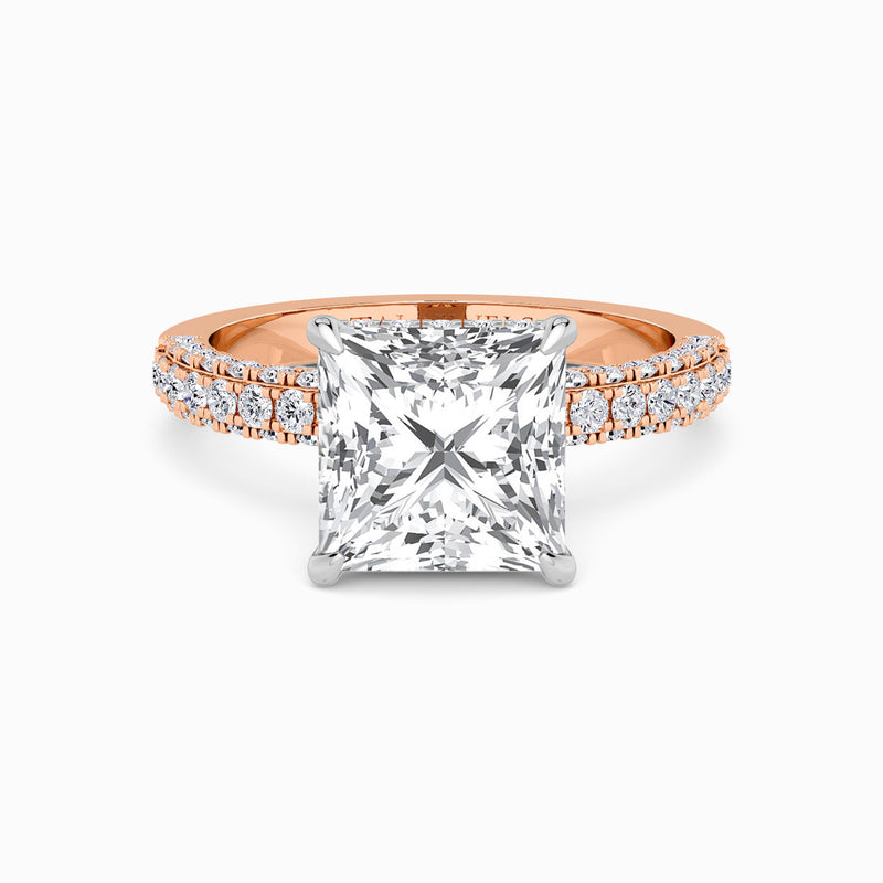 Princess Cut 3D Pave Lab Diamond Engagement Ring (Floating Head) (1ct+)