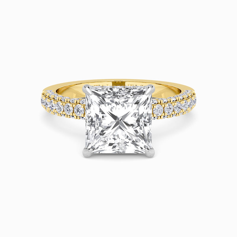 Princess Cut 3D Pave Lab Diamond Engagement Ring (Floating Head) (1ct+)