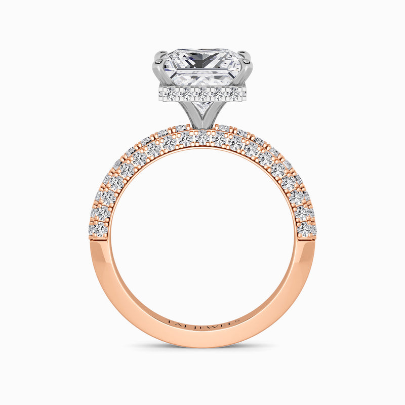 Princess Cut 3D Pave Lab Diamond Engagement Ring (Floating Head) (1ct+)