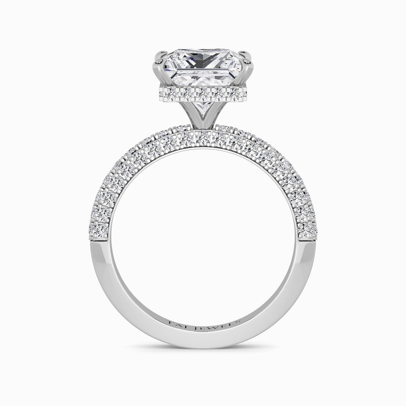 Princess Cut 3D Pave Lab Diamond Engagement Ring (Floating Head) (1ct+)