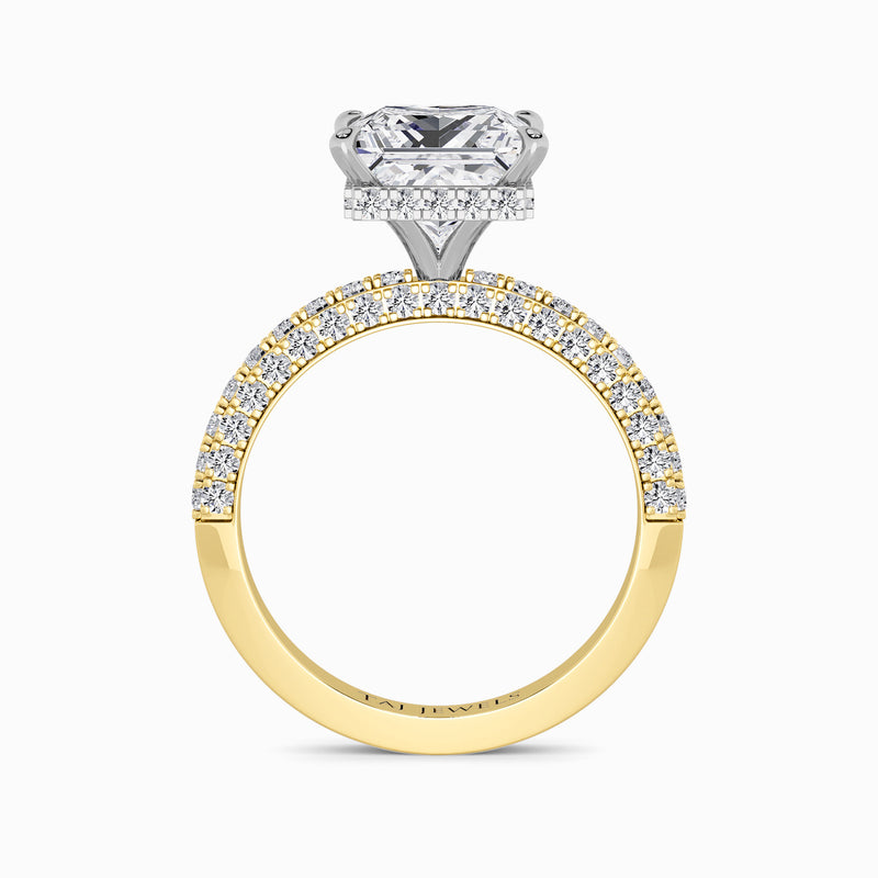 Princess Cut 3D Pave Lab Diamond Engagement Ring (Floating Head) (1ct+)